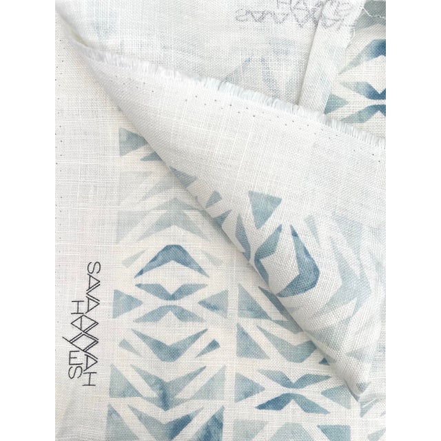 Coastal Savannah Hayes Lisbon Ombre Belgium Linen Fabric. Blue and White. 5 Yd. 2pc For Sale - Image 3 of 5