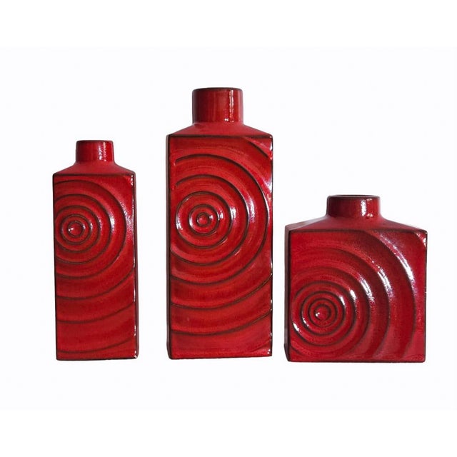 Ceramic West German Fat Lava Pottery Vases by Cari Zalloni for Steuler, 1970s, Set of 3 For Sale - Image 7 of 7