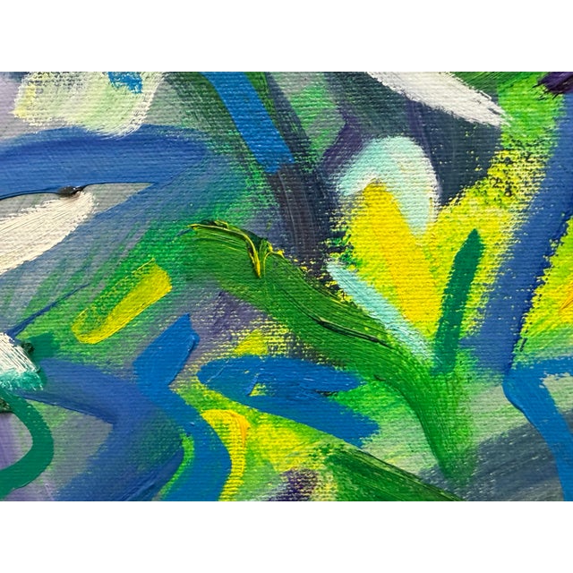 Yellow Late 20th Century Vibrant Abstract Acrylic on Canvas Painting, Signed For Sale - Image 8 of 12