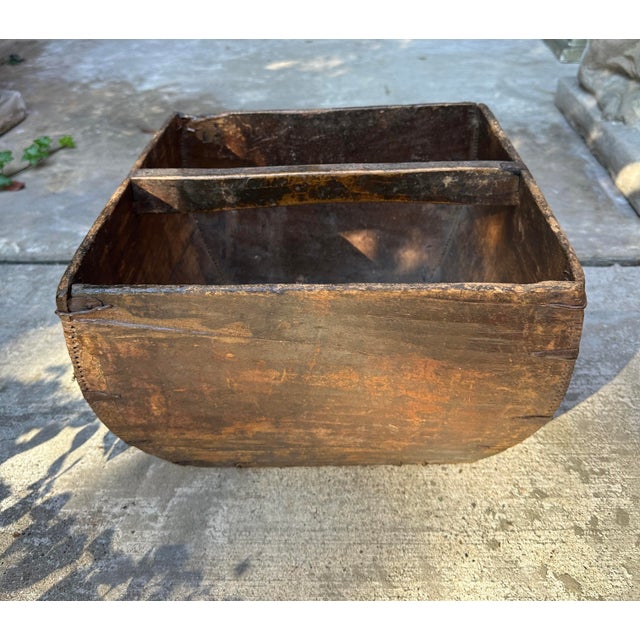 Large Antique Japanese Primitive Wooden Rice Grain Box For Sale - Image 4 of 10