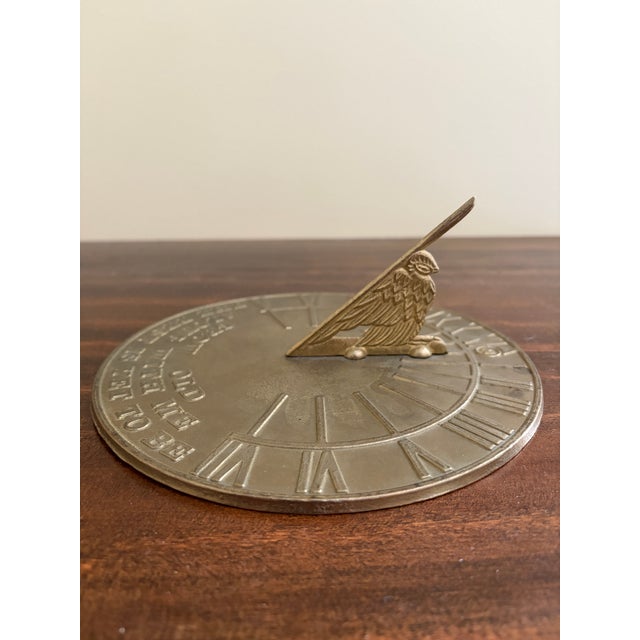 Virginia Metalcrafters Vintage English Country Iron Garden Sundial "Grow Old Along With Me" For Sale - Image 4 of 7