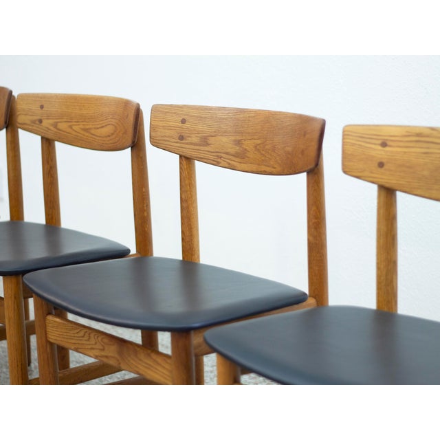 Wood Børge Mogensen 'Øresund' Oak and Black Leather Dining Chairs for Karl Anderson and Söner - Set of Four For Sale - Image 7 of 13