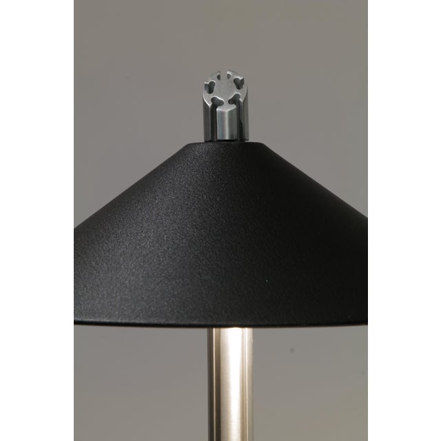 Postmodern Table Lamp with Black Cone Shade and Brushed Aluminum Stem, 1980s For Sale In Oklahoma City - Image 6 of 13