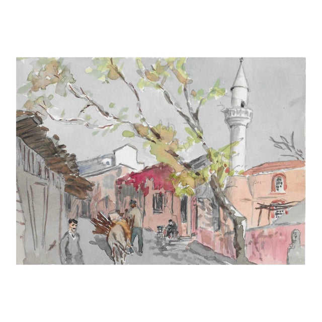 1950s Ivy Attwell Watercolor of Turkey For Sale