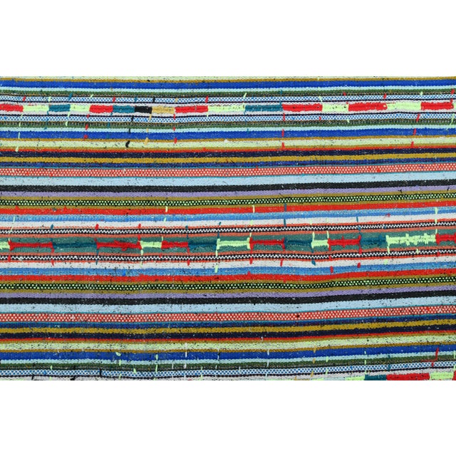 Blue 1970s Vintage Turkish Oushak Handmade Wool Cotton Blue Runner Rug For Sale - Image 8 of 11