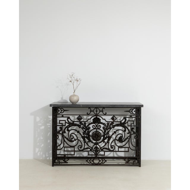Neoclassical Wrought Iron Console With Belgian Bluestone For Sale - Image 10 of 13