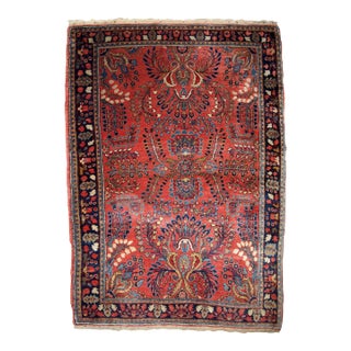 1920s, Handmade Antique Persian Sarouk Rug 3.10' X 5.3' For Sale