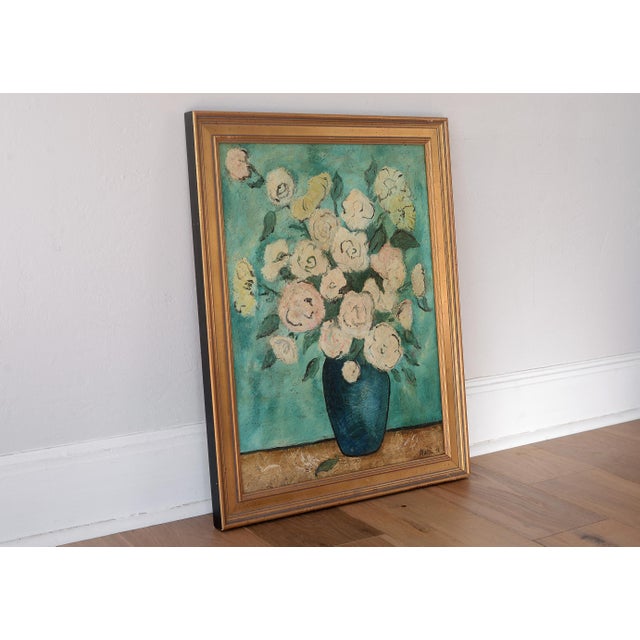 Mid-Century Modern 1950s Mid Century Impressionist Erik Martin Flowers Still Life Painting For Sale - Image 3 of 16