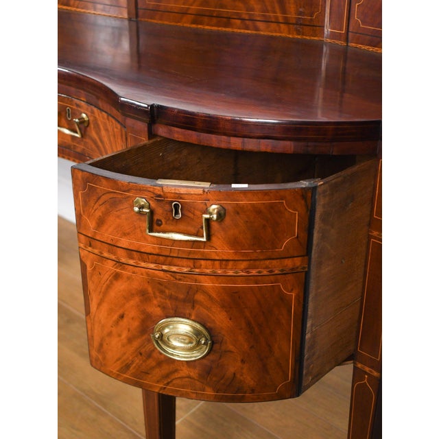 Wood English Flame Mahogany Serpentine Sideboard With Satinwood Inlay, Late 18thC / Early 19thC For Sale - Image 7 of 9