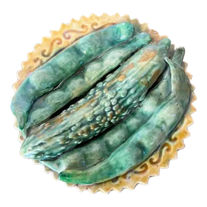 Antique 19th Century Portuguese Palissy Ware Majolica Dish of Faux Peas and Cucumber Pickle Signed F. Bomes d'Avellar Caldas Da Rainha