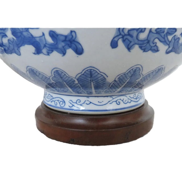 Ceramic Chinoiserie Ralph Lauren Designer Table Lamps Blue & White Gourd Shape Koi Fish - a Pair For Sale - Image 7 of 10