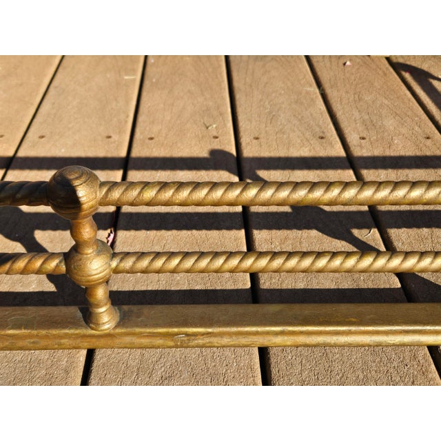 19th Century Victorian 42" Brass Fireplace Fender For Sale - Image 12 of 15