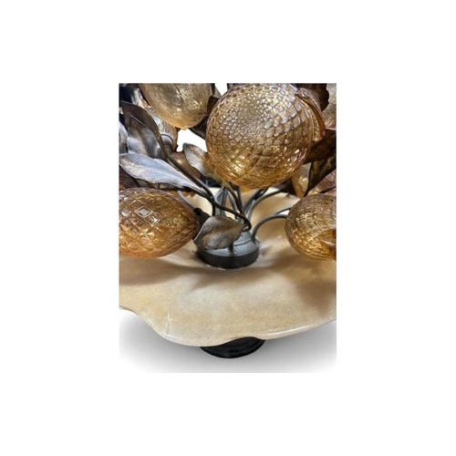 Glass Vintage Table Lamp with Amber Glass Fruits, Italy For Sale - Image 7 of 10