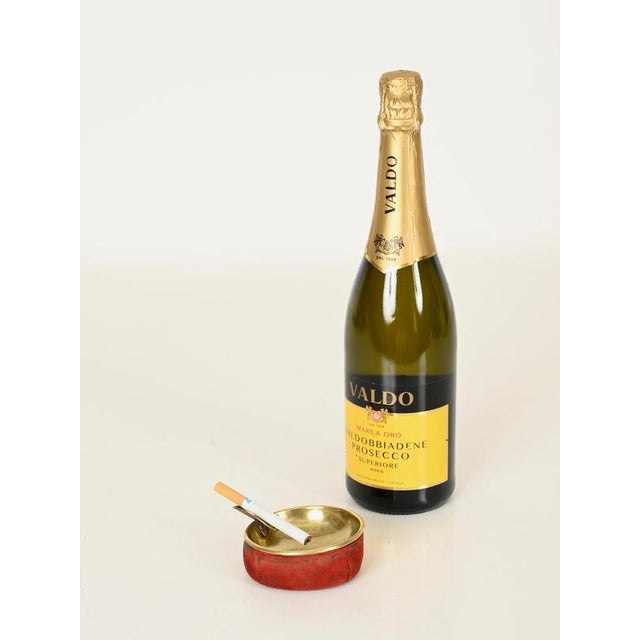 Mid-Century Modern Mid-Century Italian Brass and Red Suede Ashtray, 1950s For Sale - Image 3 of 11