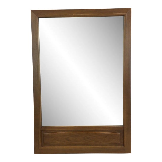 Mid Century Modern Wall Mirror With Walnut Accent Panel For Sale