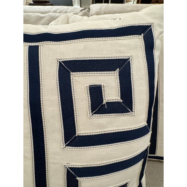 White Barclay Butera for Eastern Accents Greek Key Throw Pillows, Set of Three For Sale - Image 8 of 12