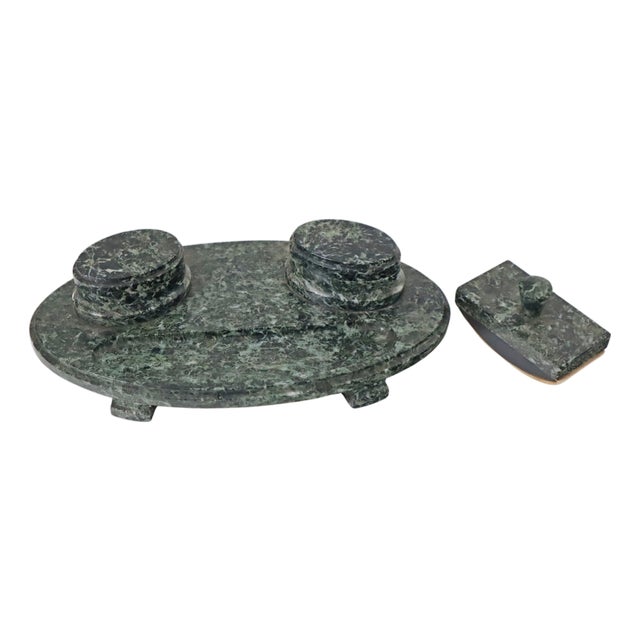 Art Deco Serpentine Extinguishing Cradle Desk Set, Germany, 1920s, Set of 2 For Sale