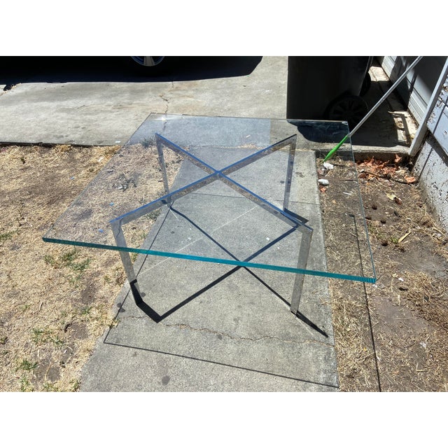 Modern Barcelona Stainless Coffee Table by Mies Van Der Rohe for Knoll Chipped ! For Sale - Image 17 of 18