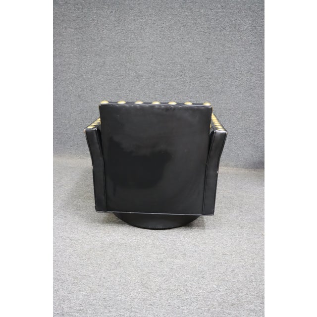 Baker 1960's Art Deco Style Swivel Chair & Ottoman For Sale - Image 9 of 12