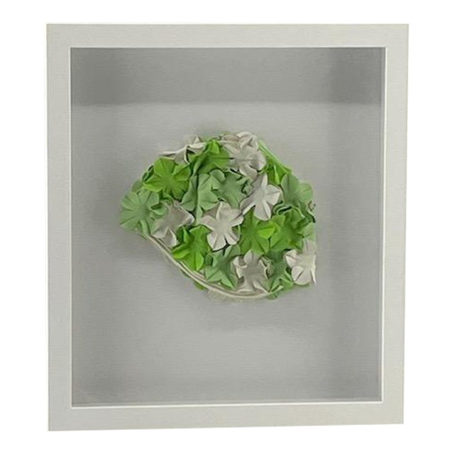 Framed Green & White Swim Cap Coastal Wall Decor For Sale