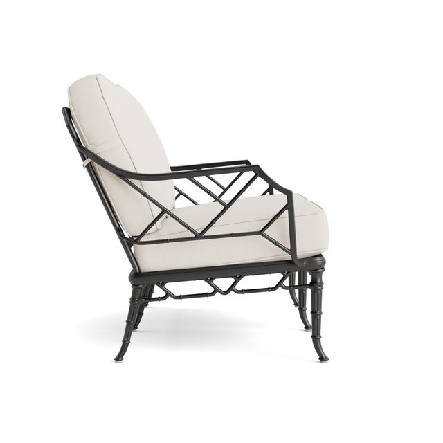 Contemporary Brown Jordan Calcutta Loveseat, Textured Pewter frame with Fusion Natural fabric For Sale - Image 3 of 11