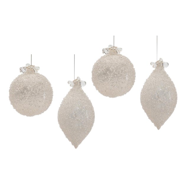 Glass Glass Drop Ornaments (Set of 4)  5" x 7" Christmas Tree Decorations For Sale - Image 7 of 7