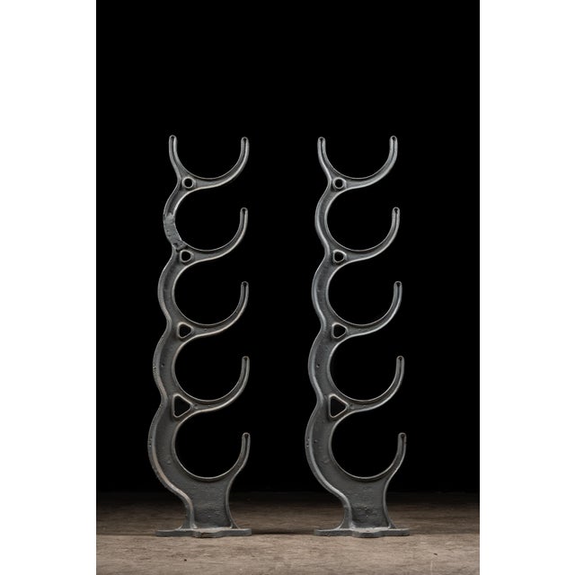 1920s Antique Industrial Cast Iron Pipe Rack Set by Yohe Supply Co. For Sale - Image 5 of 9