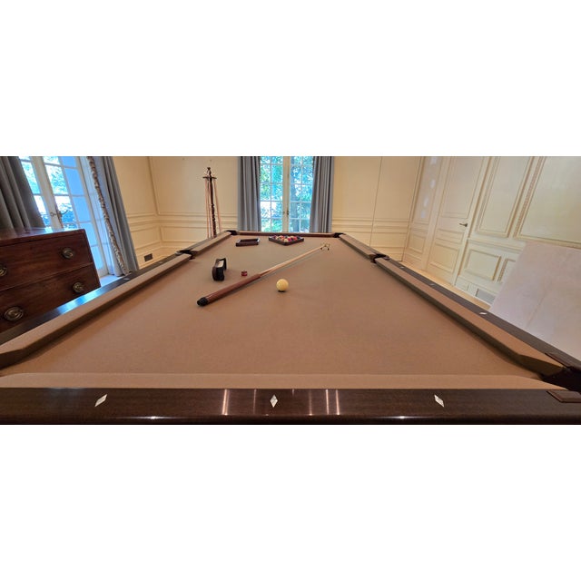Antique burled walnut Billiards Table from the late 1800's, fully restored by Blatts Billiards in 2013. New slate,...