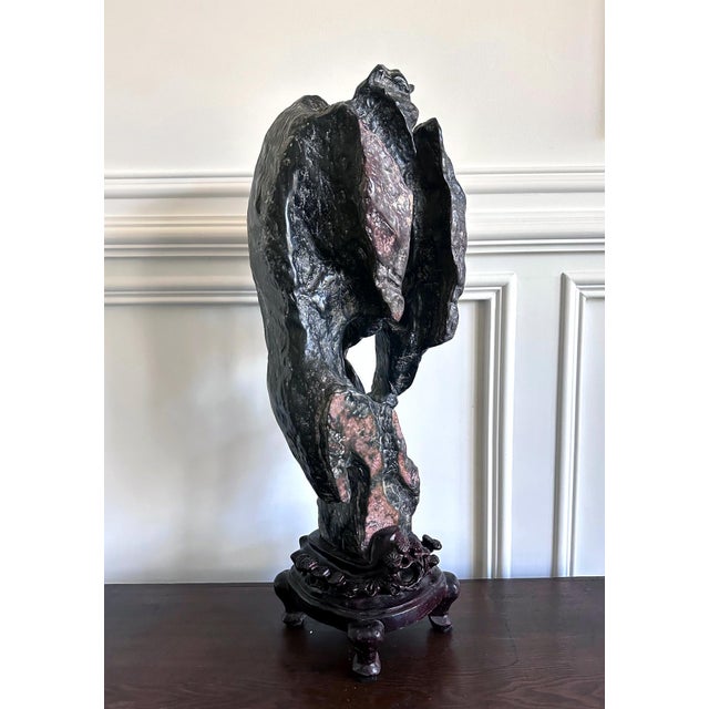 Large Chinese Scholar Rock Lingbi Stone on Display Stand For Sale - Image 12 of 18