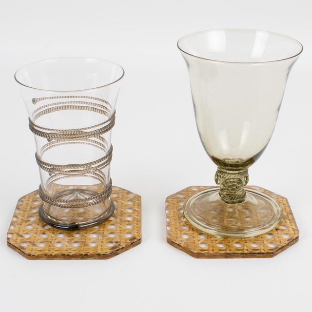 Christian Dior Collection Lucite and Rattan Cocktail Coasters Set - 9 Pieces For Sale - Image 9 of 10