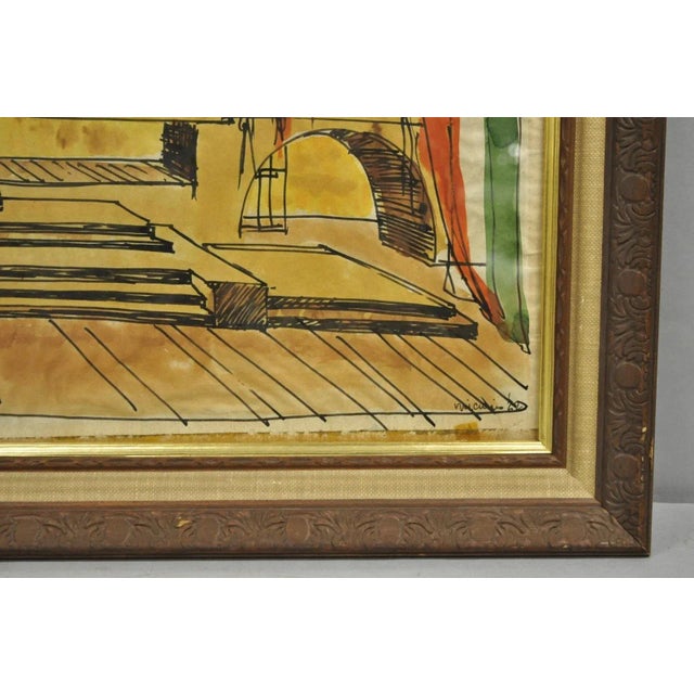 Mid 20th Century Vintage "Carmen Act I" New York City Opera Watercolor Framed Painting, Signed For Sale - Image 5 of 12