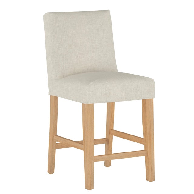 Textile Chelsea Counter Stool in Talc Classic Linen For Sale - Image 7 of 7
