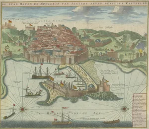 Van Keulen, Illustration of the Port and City of Algiers, 1720, Print