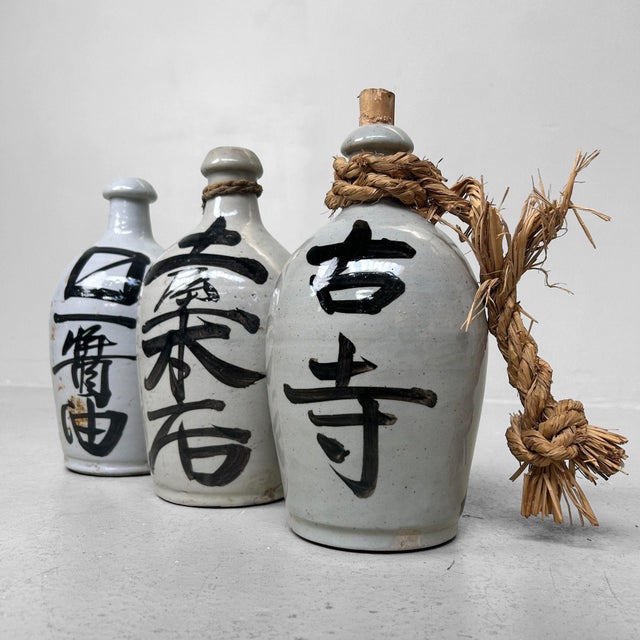 Rustic Japanese Sake Jars, 1930s, Set of 3 For Sale - Image 3 of 12
