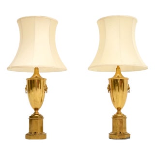 Neoclassical Brass Table Lamps, 1930s, Set of 2 For Sale