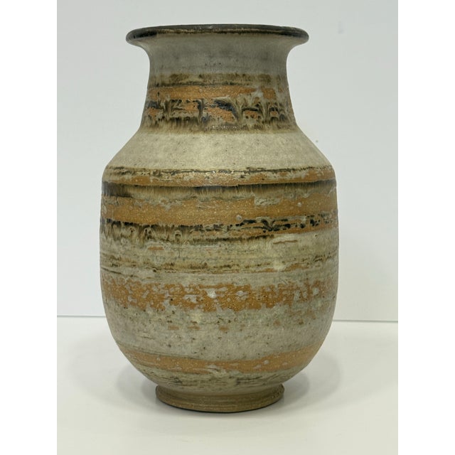 Mid-Century Modern Organic Studio Art Pottery Vase, Signed Great earthy tones.