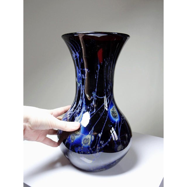 Large Vintage Purple Art Glass Vase with Silver Inclusions, 1960s For Sale - Image 4 of 16