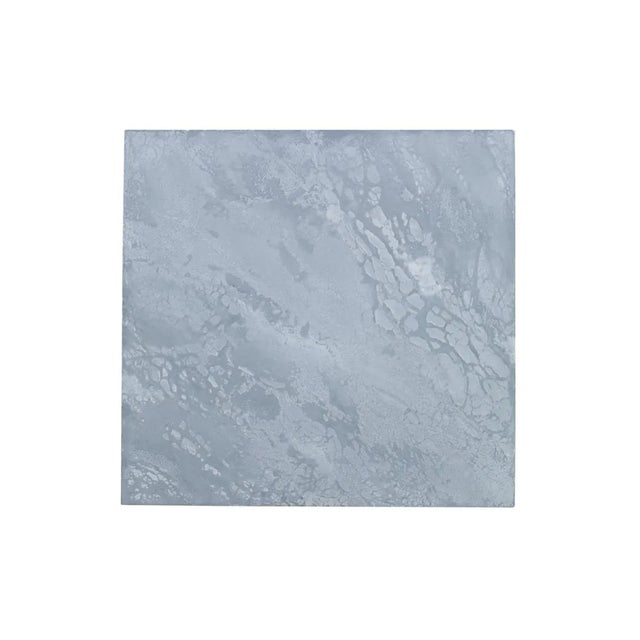 Venetian Pewter Finished Wrought Iron League Chairside Table with Arctic Grey Scagliola Top