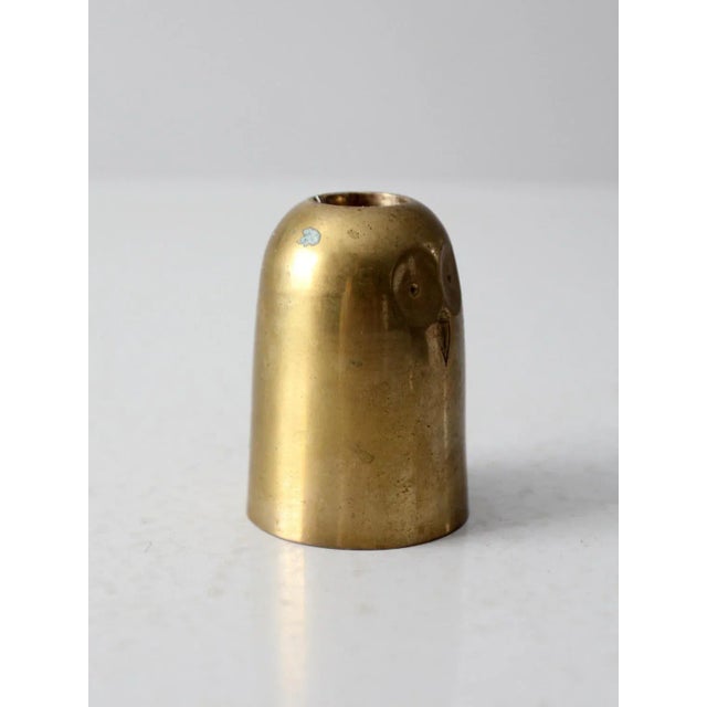 Metal Mid Century Owl Candlestick Holder For Sale - Image 7 of 10