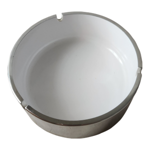 1960s Isamu Kenmochi Mod Ashtray Large Catch All Silver & White