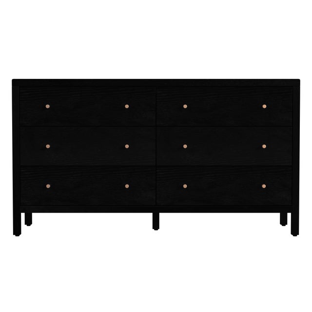 Spritely Home Accent Furniture Mendel 60 in. W Rectangular Wood 6 Drawer Dresser, Black For Sale - Image 4 of 8