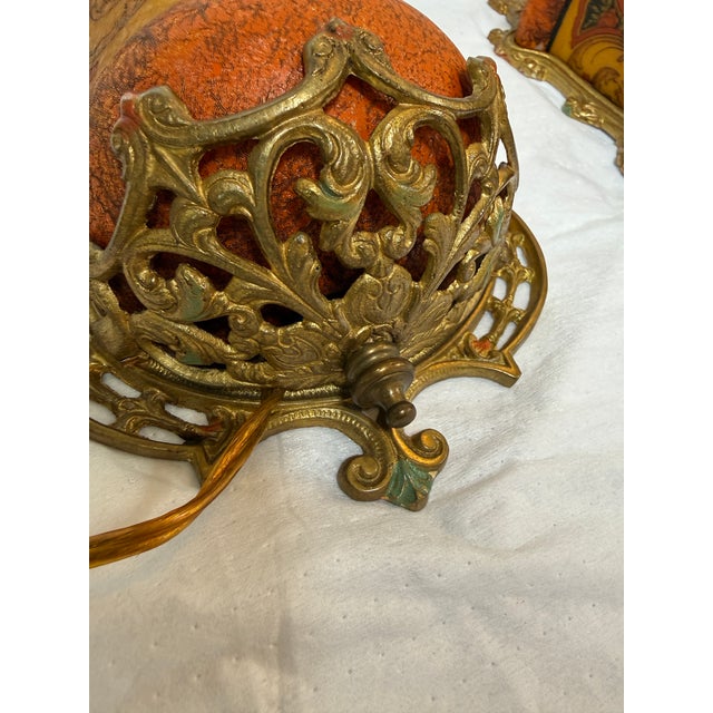 1930s Gill Glass & Fixture Company Antique Slip Shade Wall Sconces, Pair For Sale - Image 9 of 12