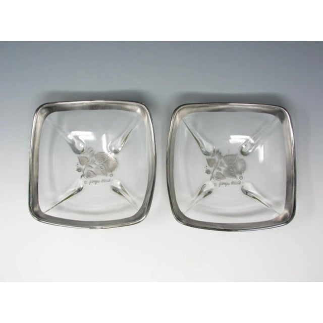 Georges Briard Vintage Georges Briard Damask Square Serving Dishes With Sterling Silver Rim and Decoration - 2 Pieces For Sale - Image 4 of 12
