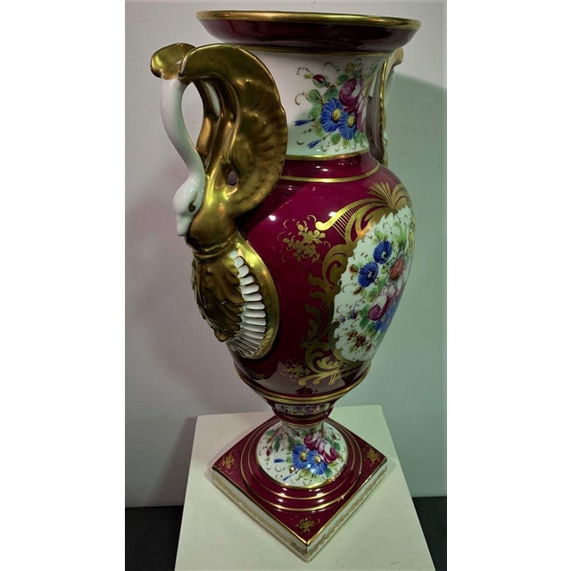 French Hand-Painted Amphora-Shaped Vase, 1950s For Sale - Image 4 of 6