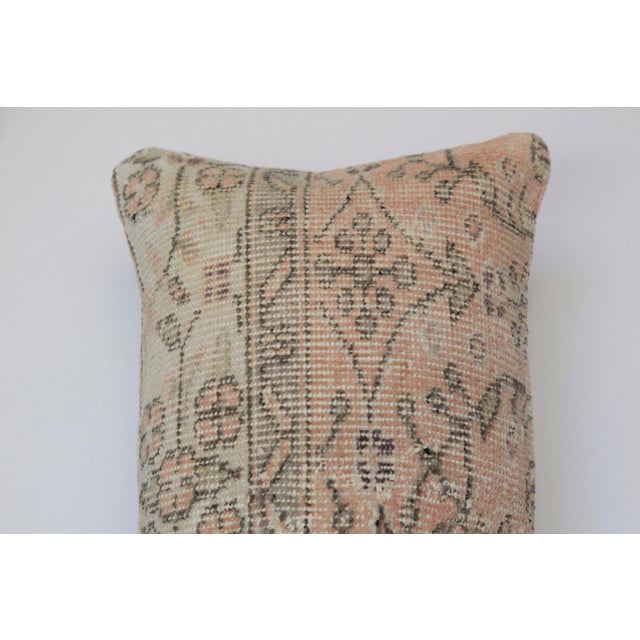 Vintage Turkish Rug Lumbar Pillow – Handwoven Anatolian Wool on Cotton Cushion Cover -13'' X 35'' In For Sale - Image 12 of 15