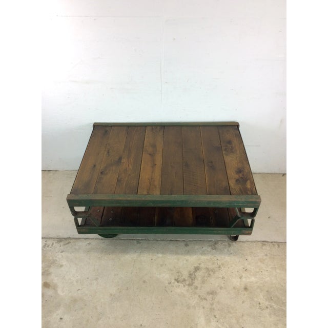 Industrial Mid Century Two Tier Industrial Cart Coffee Table For Sale - Image 3 of 12