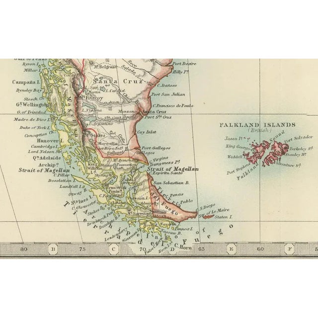 Brown Map of Southern South America by K. Johnston, 1903 For Sale - Image 8 of 10