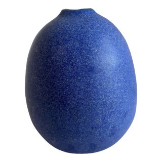 Deep Blue Ceramic Round Vase For Sale