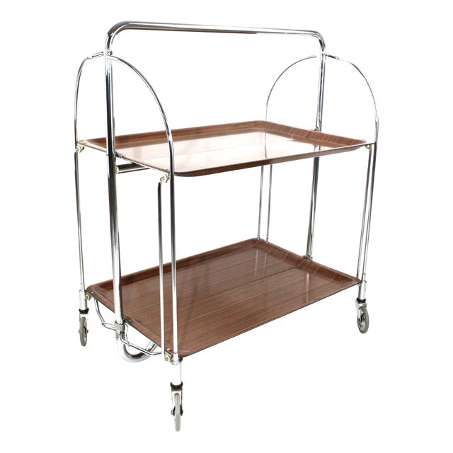 Mid-Century Dinett Foldable Serving Trolley from Bremshey Solingen, 1960s For Sale