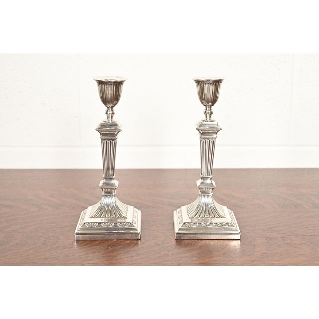 Tiffany & Co. Antique Neoclassical Silverplate Candlesticks, Pair For Sale - Image 12 of 12
